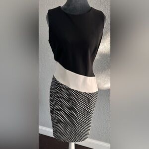 Tommy Hilfiger Black and White Sleeveless Dress with Polka DotsSize 4